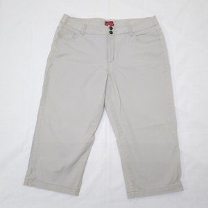 Merona Women Capri 36x21 Fit 1 Stretch Hi-Rise Double Button Beige Tag Sz 16 EUC
